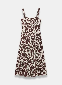 Discount Linen Blend Printed Midi Dress Summer Dresses|Midi Dresses