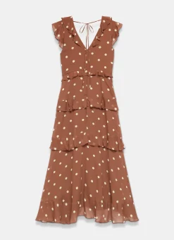 New Polka Dot Print Ruffle Midi Dress Occasion Dresses|Occasion Dresses