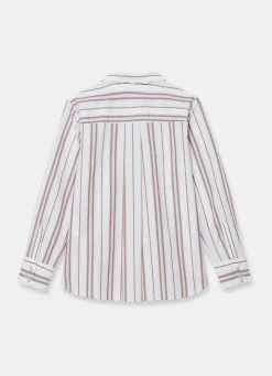Discount Striped Cotton Scallop Detail Shirt Shirts & Blouses