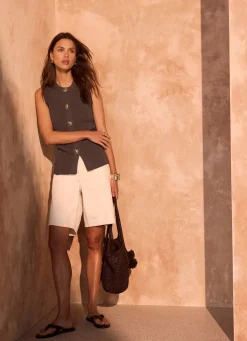 New Sunray Button Knit Sleeveless Top Knitted Tops|Knitted Tops