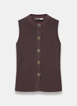 New Sunray Button Knit Sleeveless Top Knitted Tops|Knitted Tops