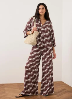 Clearance Graphic Print Wide Leg Trousers Wide Leg Trousers|Trousers
