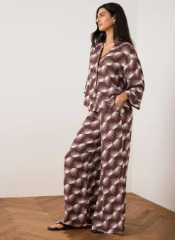 Clearance Graphic Print Wide Leg Trousers Wide Leg Trousers|Trousers