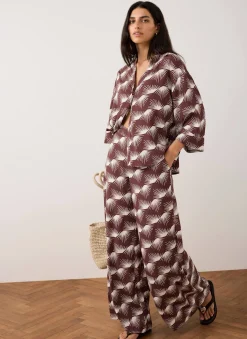 Clearance Graphic Print Wide Leg Trousers Wide Leg Trousers|Trousers