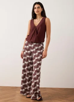 Clearance Graphic Print Wide Leg Trousers Wide Leg Trousers|Trousers