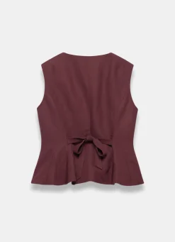 Linen Blend Peplum Waistcoat Waistcoats