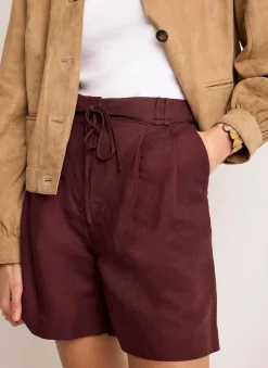 Outlet Linen Blend Shorts Shorts|Trousers