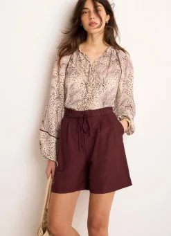 Outlet Linen Blend Shorts Shorts|Trousers