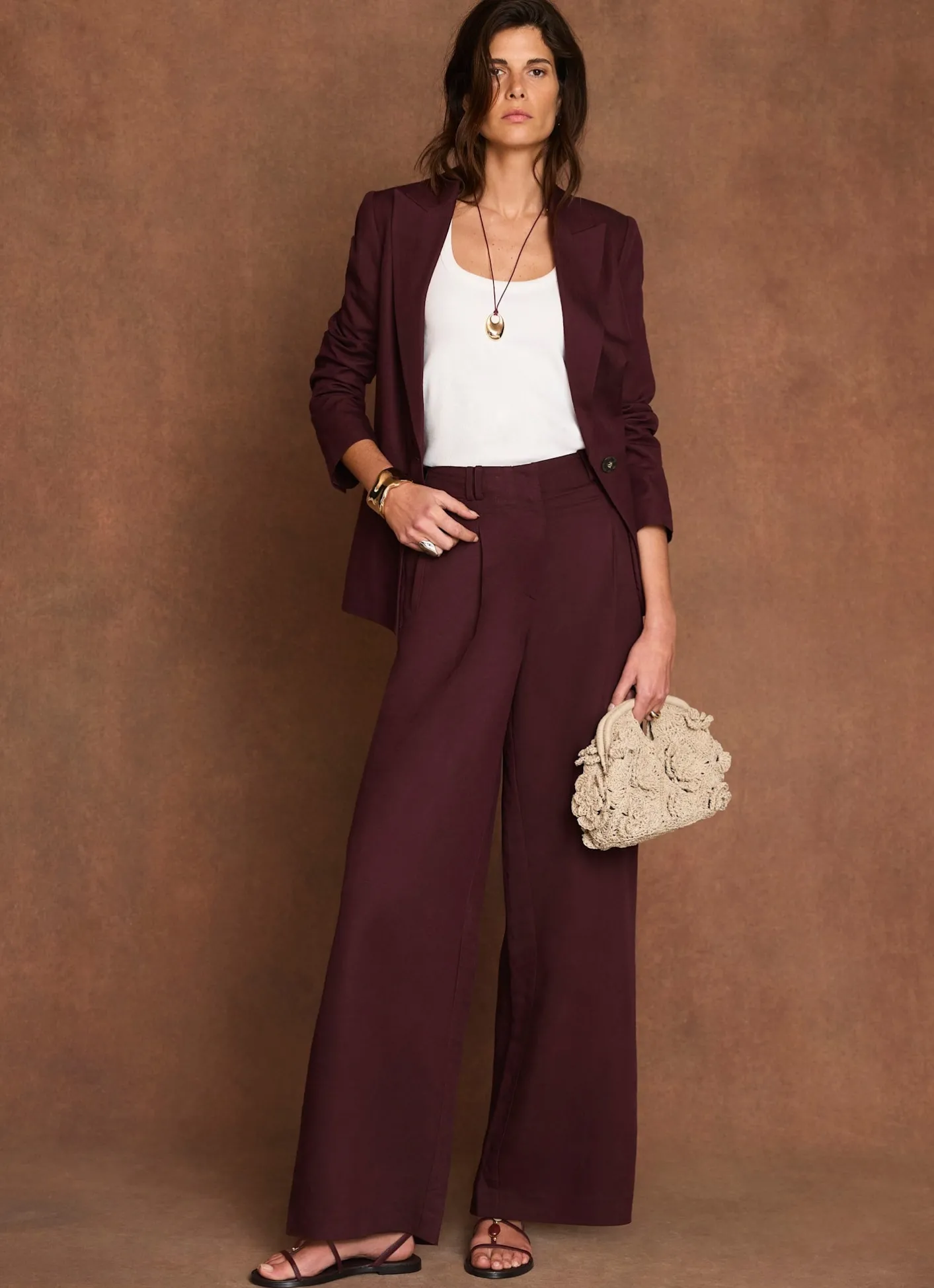 Discount Linen Blend Single Breasted Blazer Jackets