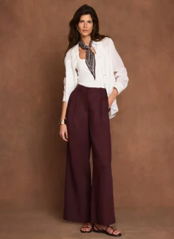 Outlet Linen Blend Wide Leg Trousers Wide Leg Trousers|Trousers