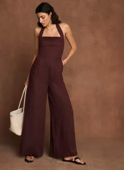 Linen Halter Jumpsuit Linen Dresses|Jumpsuits