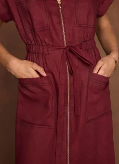 Outlet Linen Midi Shirt Dress Summer Dresses|Midi Dresses