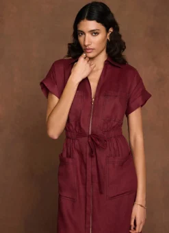 Outlet Linen Midi Shirt Dress Summer Dresses|Midi Dresses
