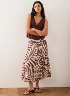Online Palm Print Maxi Skirt Maxi Skirts|Skirts