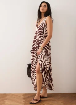 Discount Palm Print Maxi Dress Summer Dresses|Maxi Dresses
