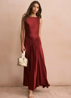 Hot Satin Panelled Maxi Dress Occasion Dresses|Occasion Dresses