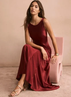 Hot Satin Panelled Maxi Dress Occasion Dresses|Occasion Dresses