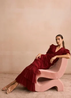 New Tulle Ruffle Maxi Dress Occasion Dresses|Occasion Dresses