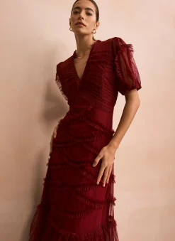 New Tulle Ruffle Maxi Dress Occasion Dresses|Occasion Dresses