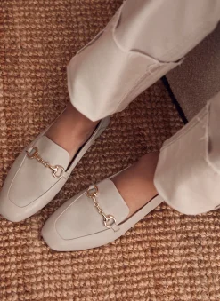 Hot Camille Beige Leather Loafers Flat Shoes