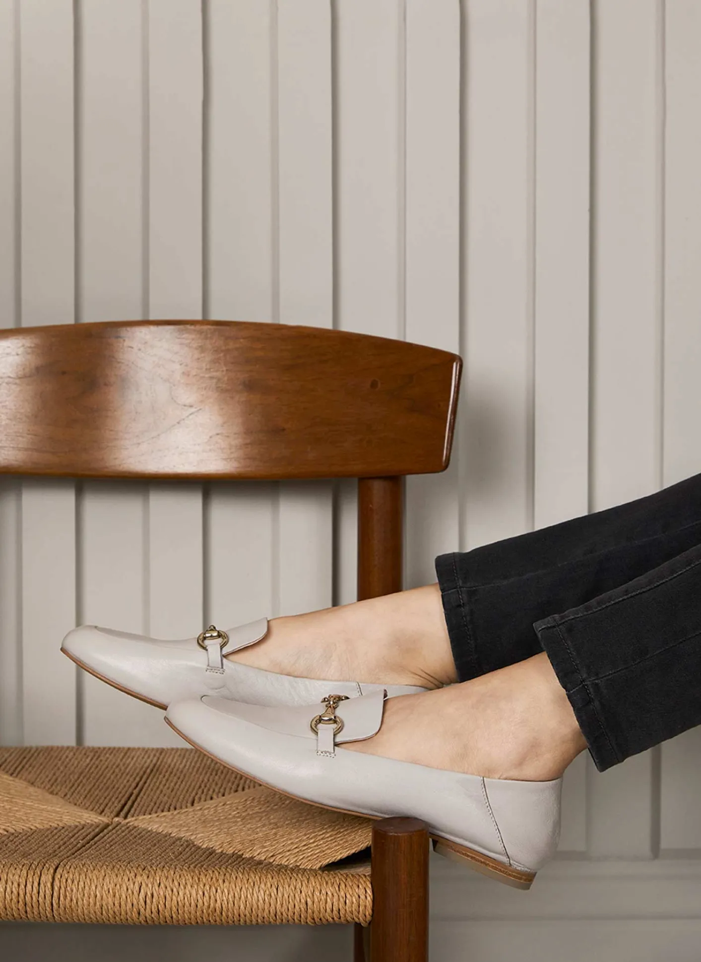 Hot Camille Beige Leather Loafers Flat Shoes