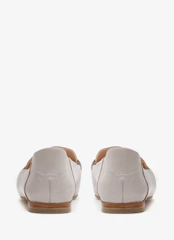 Hot Camille Beige Leather Loafers Flat Shoes