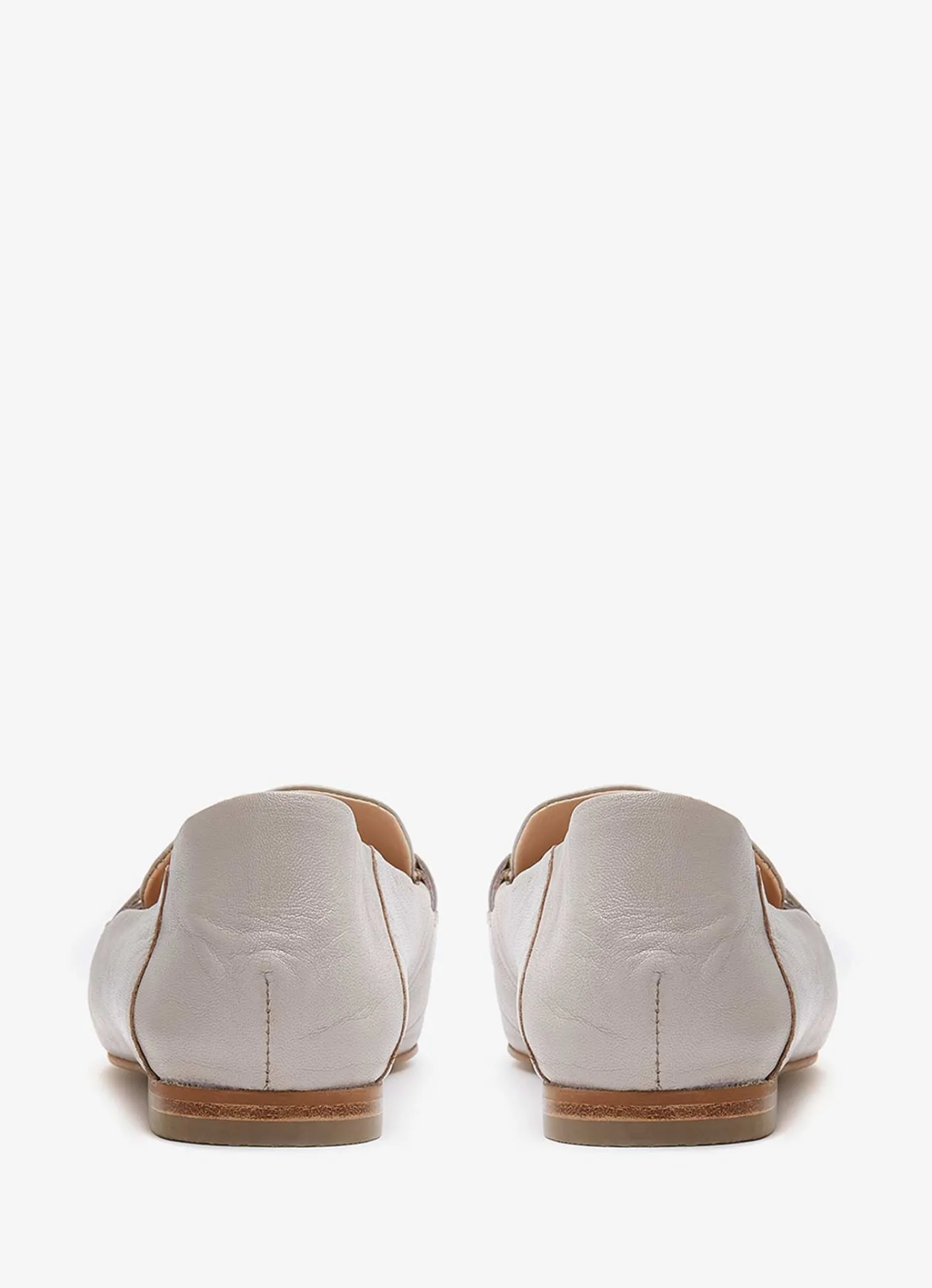 Hot Camille Beige Leather Loafers Flat Shoes