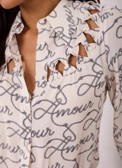 Clearance Amour Print Bow Shirt Shirts & Blouses
