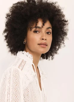Broderie Trim Longline Blouse Shirts & Blouses