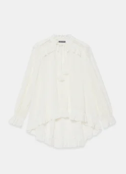 Broderie Trim Longline Blouse Shirts & Blouses