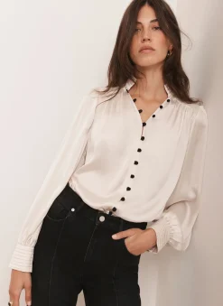Online Contrast Satin Blouse Shirts & Blouses