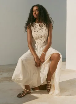 Online Cotton Blend Crochet Maxi Dress Summer Dresses|Maxi Dresses