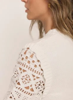 Sale Cream Cotton Blend Crochet Cardigan Cardigans|Crochet