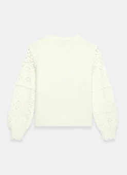 Sale Cream Cotton Blend Crochet Cardigan Cardigans|Crochet
