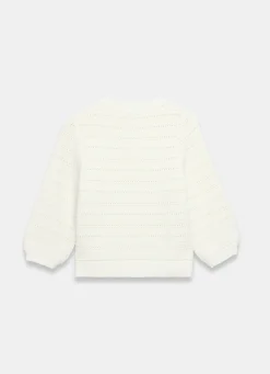 New Cream Cotton Blend Floral Detail Jumper Jumpers|Jumpers & Cardigans