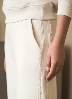 Hot Cotton Blend Lace Trim Joggers Leggings & Joggers|Trousers