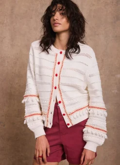 Hot Cream Cotton Blend Tassel Cardigan Cardigans|Jumpers & Cardigans