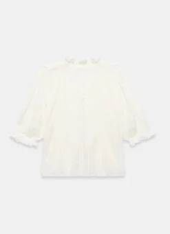 Best Cream Cotton Ruffle Blouse Shirts & Blouses