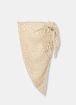 Online Cream Cotton Sequin Cover Up Scarves