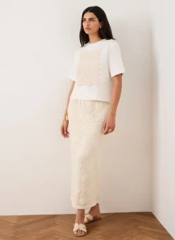 New Cream Crochet Panel T-Shirt T-Shirts|T-Shirts