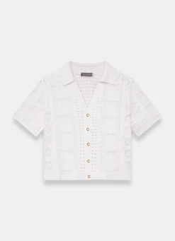 New Cream Crochet Shell Shirt All Tops|Tops