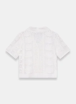 New Cream Crochet Shell Shirt All Tops|Tops