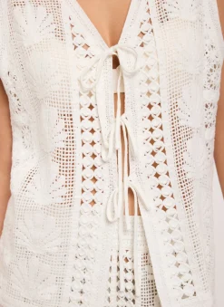 Best Cream Crochet Shell Top All Tops|Tops