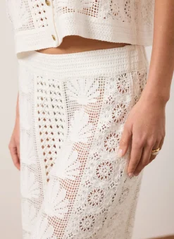 Hot Cream Crochet Shell Trousers Crochet|Trousers