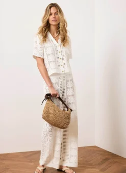 Hot Cream Crochet Shell Trousers Crochet|Trousers
