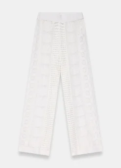 Hot Cream Crochet Shell Trousers Crochet|Trousers