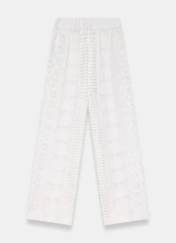 Hot Cream Crochet Shell Trousers Crochet|Trousers