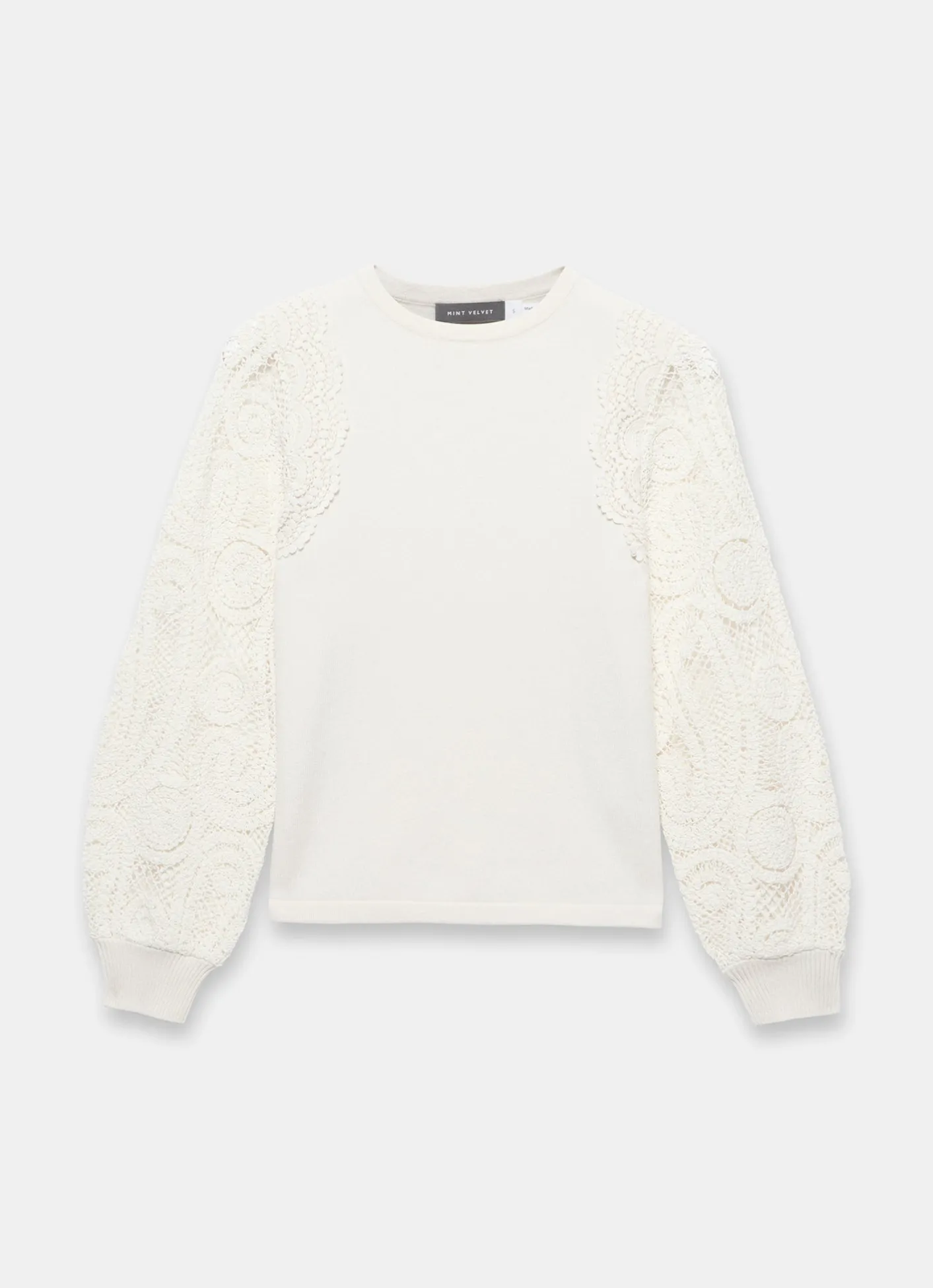 Hot Cream Crochet Sleeve Jumper Crochet|Jumpers