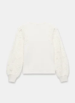 Hot Cream Crochet Sleeve Jumper Crochet|Jumpers