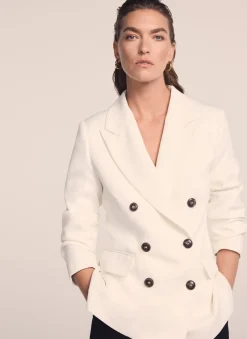 Discount Cream Double Breasted Blazer Jackets
